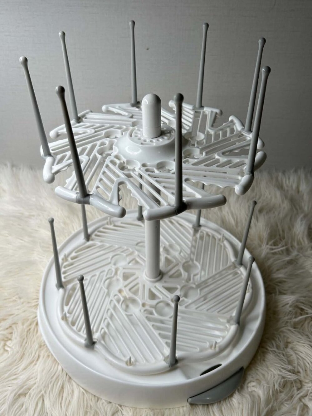 Munchkin High Capacity Baby Bottle Drying Rack - 2 Tier White & Grey